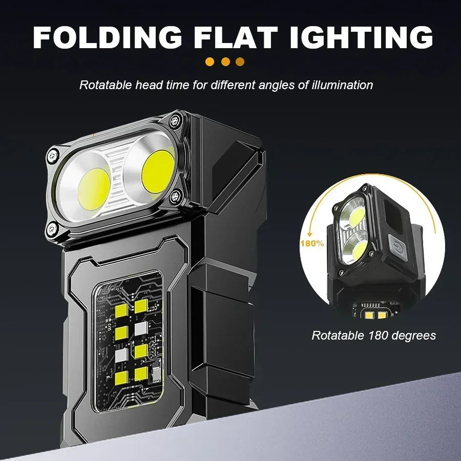 Mini USB-C Rechargeable LED Flashlight 800LM COB Clip Magnet