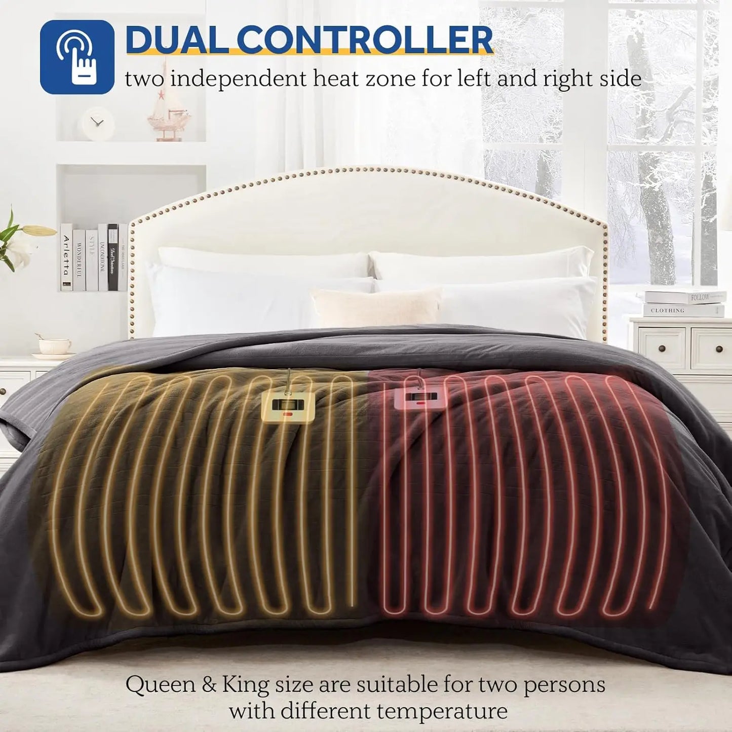 Queen Size Flannel Electric Blanket – 10 Levels, Grey Peaceful Pleasures Health and Wellness