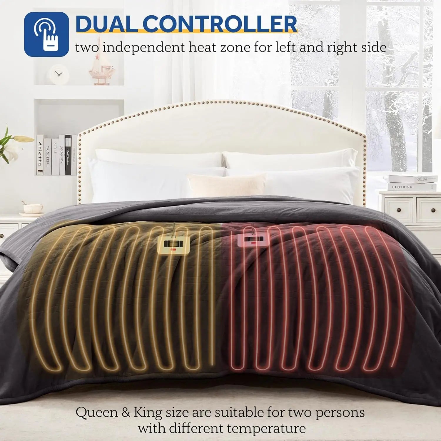 Queen Size Flannel Electric Blanket – 10 Levels, Grey Peaceful Pleasures Health and Wellness