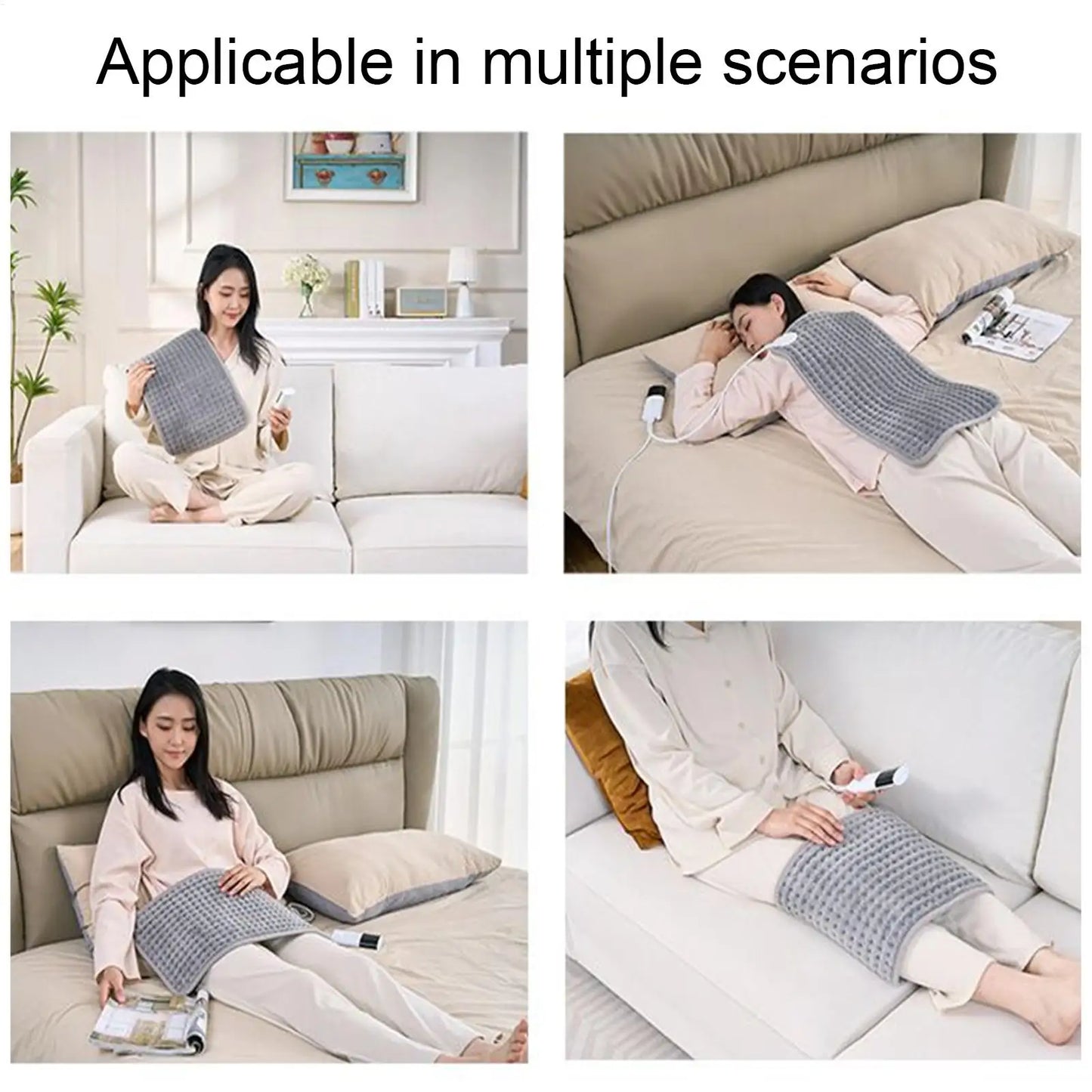 Portable Electric Heating Pad Adjustable Temperature Auto Off for Neck Back Pain Relief Men Women Elderly Menstrual Cramps Peaceful Pleasures Health and Wellness