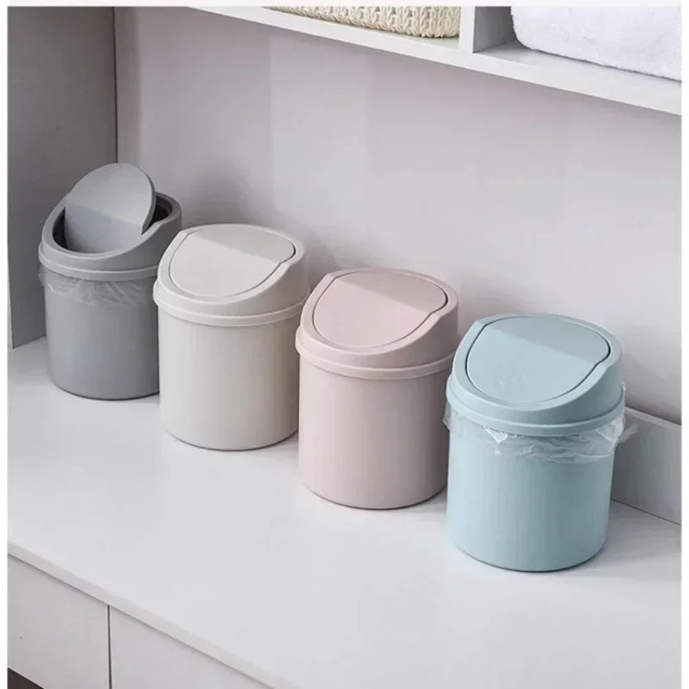 Mini Desktop Trash Can with Flip Lid – Small Desk Bin