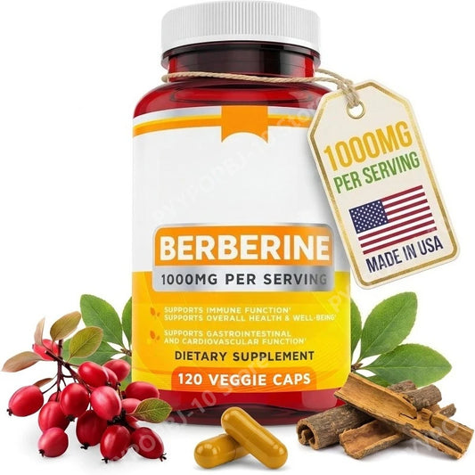 Berberine HCl 1000mg – Immune & Digestive Support | 120 Vegan Caps Herbal Supplement Peaceful Pleasures Health and Wellness