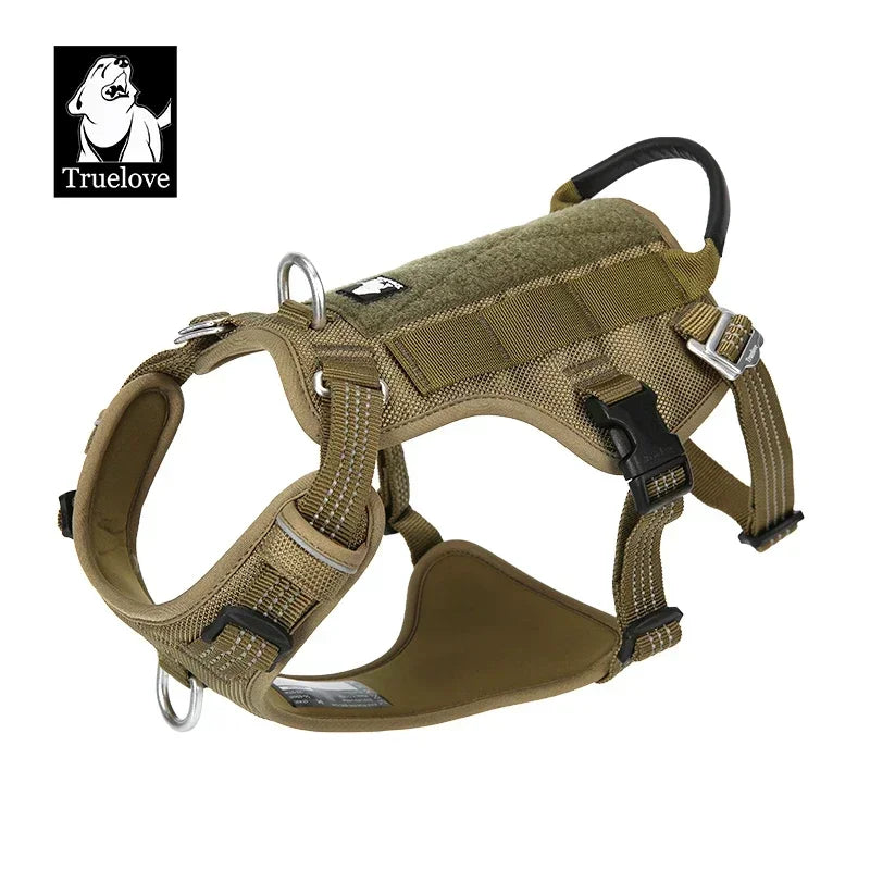 Truelove Escape Proof Pet Harness No Pull Reflective Adjustable Soft Padded Pet Vest Service Dog Harness Handle Climbing TLH7011 Peaceful Pleasures Health and Wellness Army green M-chest 56-69CM China Mainland