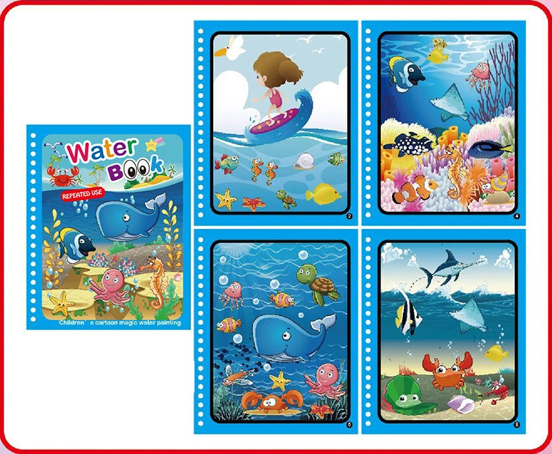 Water Drawing Books Educational Toy Kids Toddlers Reusable Graffiti