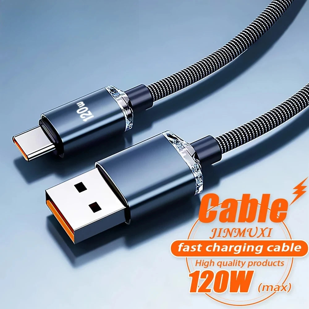 120W Type C Cable Super Fast Charging Nylon Braided USB C Cord Quick Charge for Samsung Xiaomi Huawei POCO OPPO Peaceful Pleasures Health and Wellness