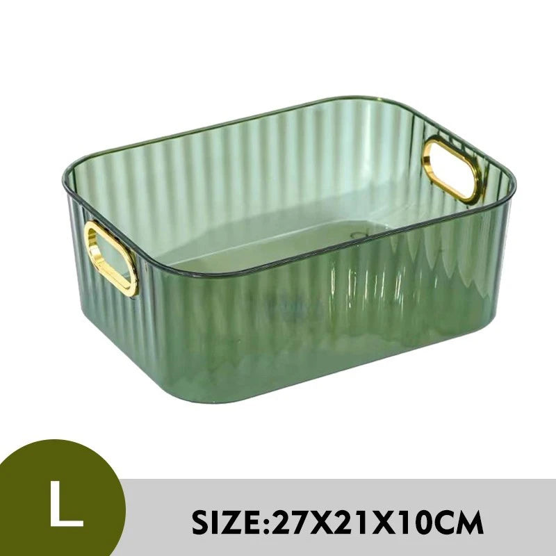 Clear Stackable Cosmetic Storage Box with Handle | PET Plastic