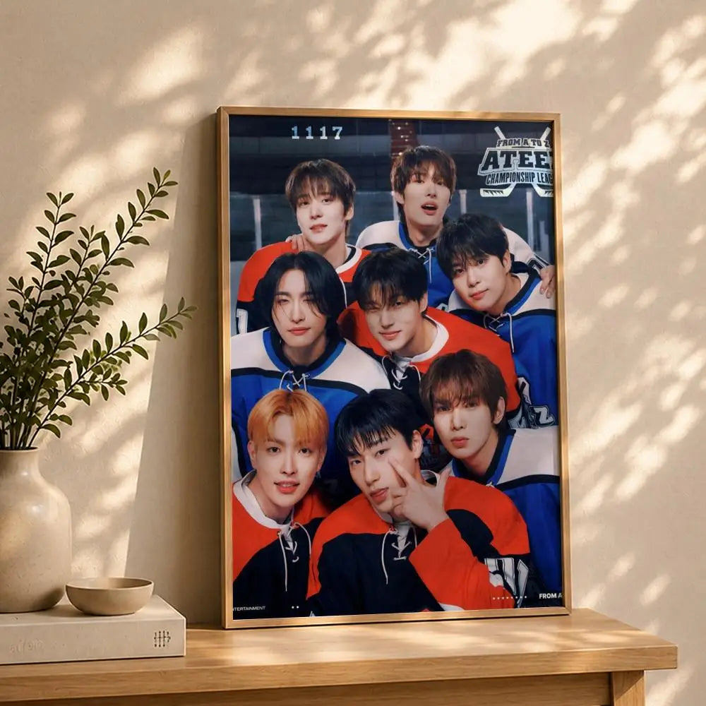 ATEEZ Kpop HD Self-Adhesive Waterproof Wall Art Poster Kpop Wall Poster Peaceful Pleasures Health and Wellness White1 30X40cmNoframe