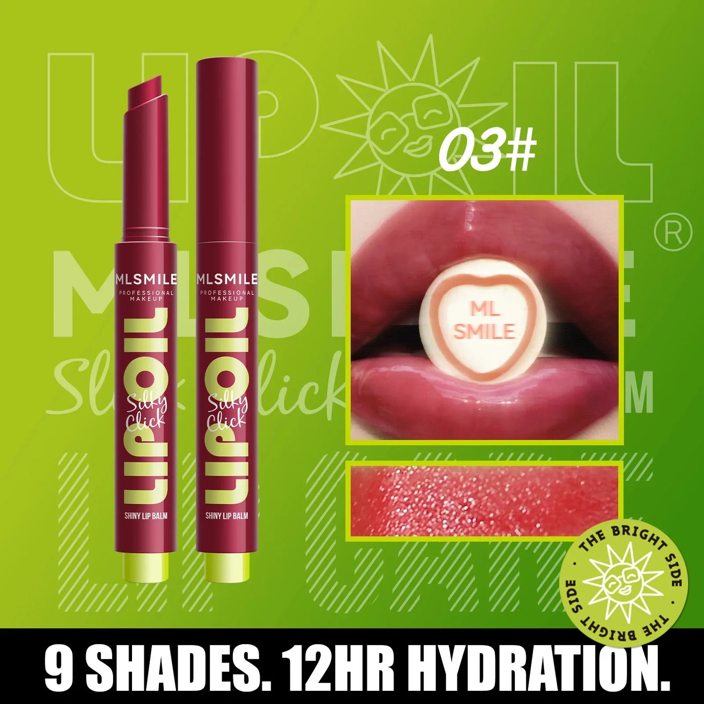 MLSMILE Mirror Gloss Lip Balm Oil – Long Lasting, 9 Shades