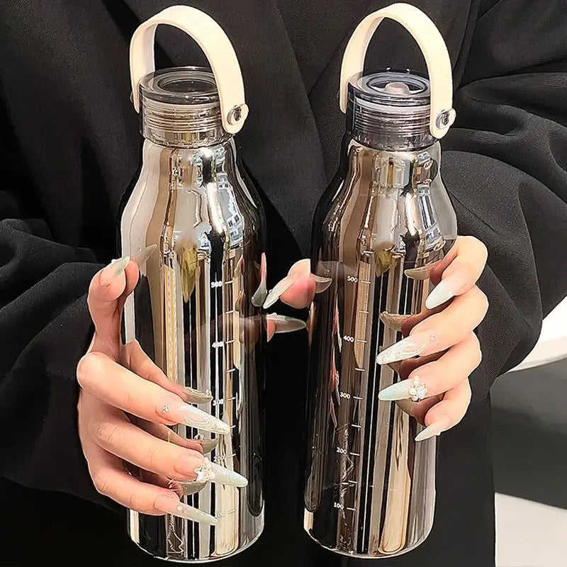 600ML Elegant Leakproof Water Bottle with Time Scale Stay Hydrated Daily Lightweight for Fitness & Outdoor Adventures Straw Cup Peaceful Pleasures Health and Wellness