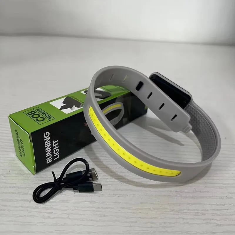 COB LED Wrist Running Light – USB Rechargeable Mini Flashlight Wrist Running Light Peaceful Pleasures Health and Wellness GRAY