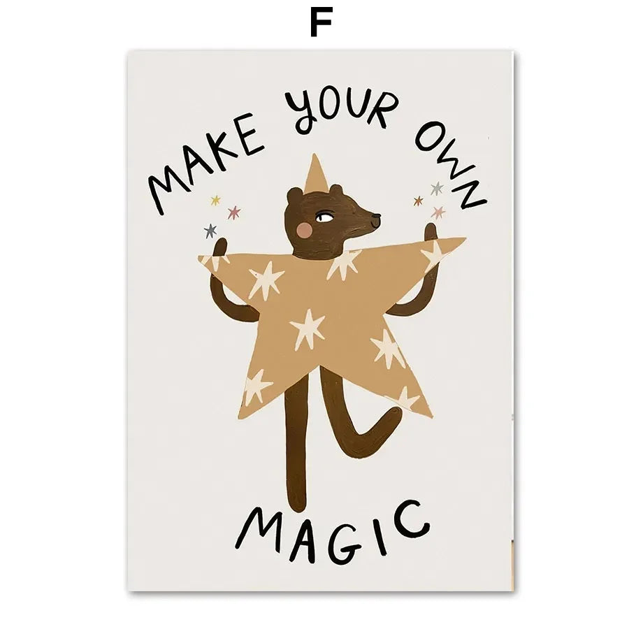 Funny Animal Scooter Kids Canvas Wall Art | Nursery Prints