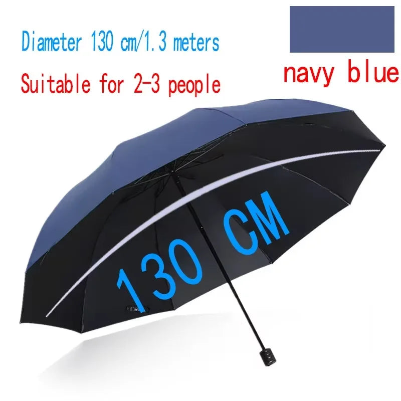130cm Large Windproof Umbrella | 10-Bone Frame, UPF 40+