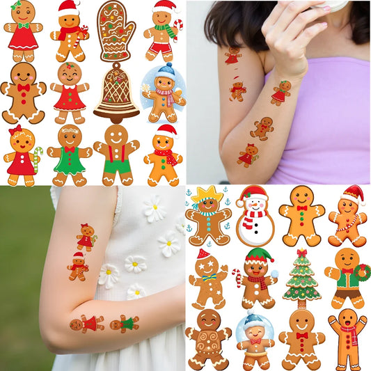 54pcs Christmas Gingerbread Temporary Tattoo Stickers Temporary Tattoo Stickers Oasis Select