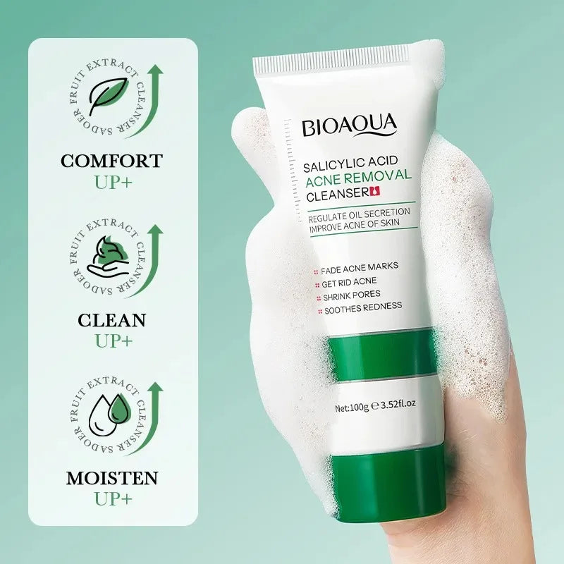 BIOAQUA Salicylic Acid Facial Cleanser Acne Treatment Moisturizing Oil Control skincare Face Wash Foam Face Cleanser Skin Care Peaceful Pleasures Health and Wellness