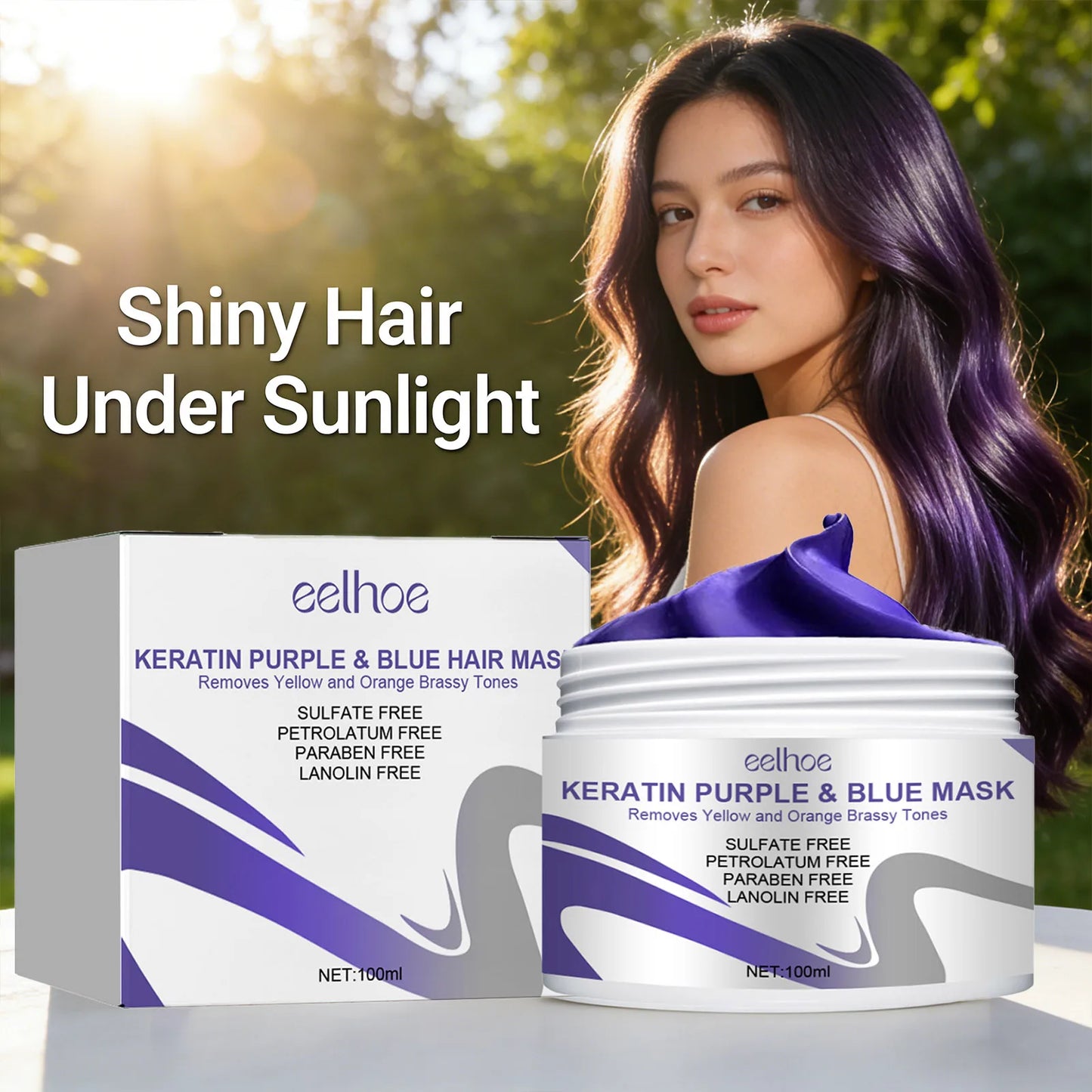 Eelhoe Keratin Purple Blue Hair Mask | Repair, Tone & Brighten Keratin Hair Mask Peaceful Pleasures Health and Wellness