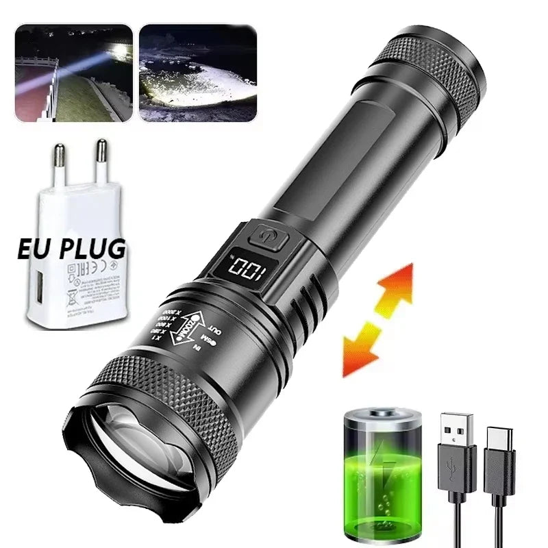 KDULIT USB Rechargeable LED Flashlight | Zoomable Camping Torch