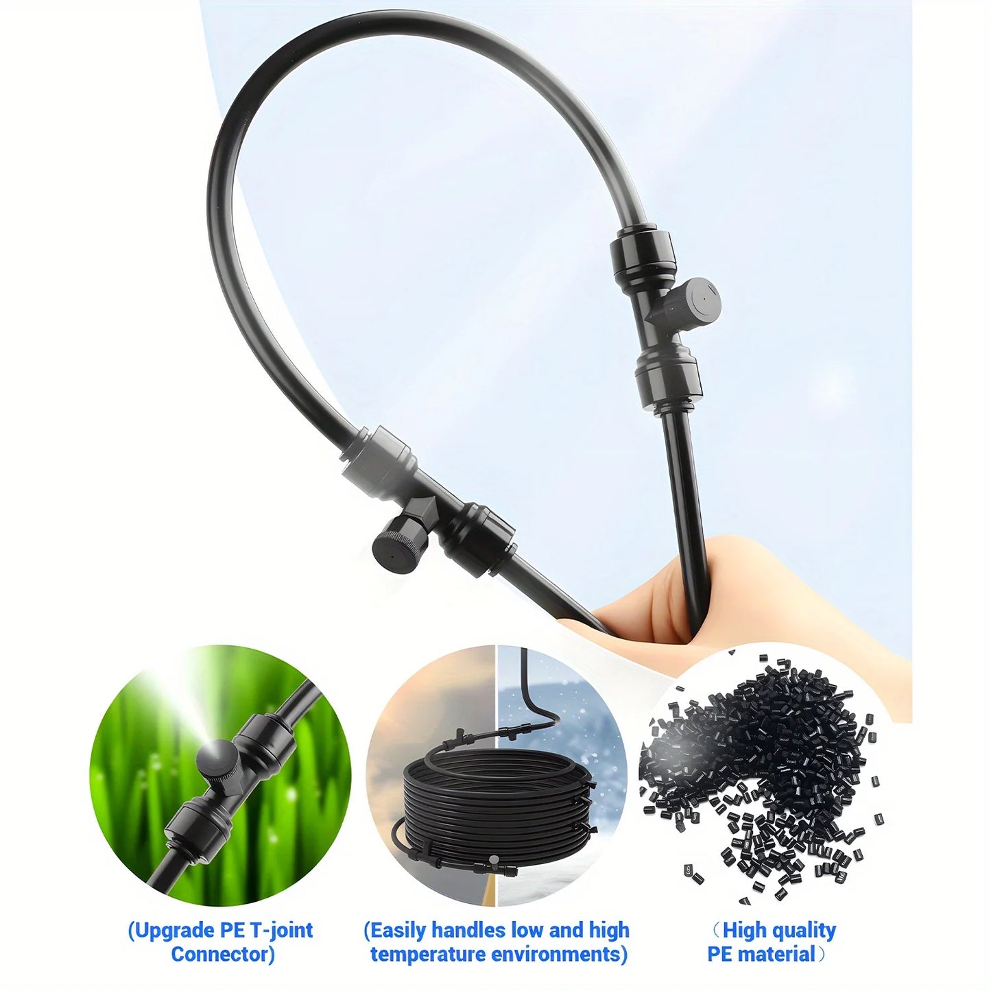 60FT Misters for Outside Patio Misters for Cooling (22 Mist Nozzles) Outdoor Water Patio Hose Greenhouse Mister System Outside Peaceful Pleasures Health and Wellness