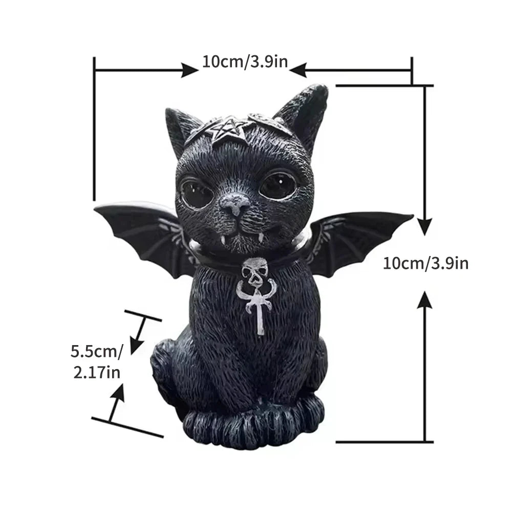 Black Cat Witch Figurine | Hand-Painted Halloween Sculpture
