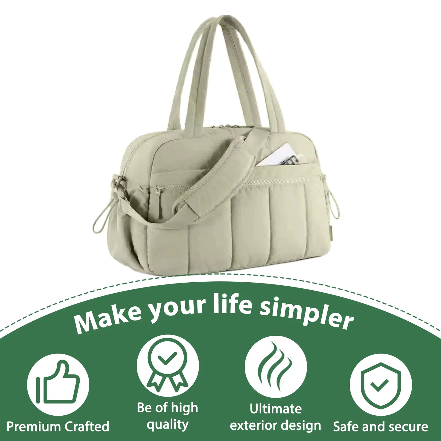 Travel Gym Bag Large Capacity with Separate Compartment Design for Short Trips Sports Outdoor Activities Peaceful Pleasures Health and Wellness