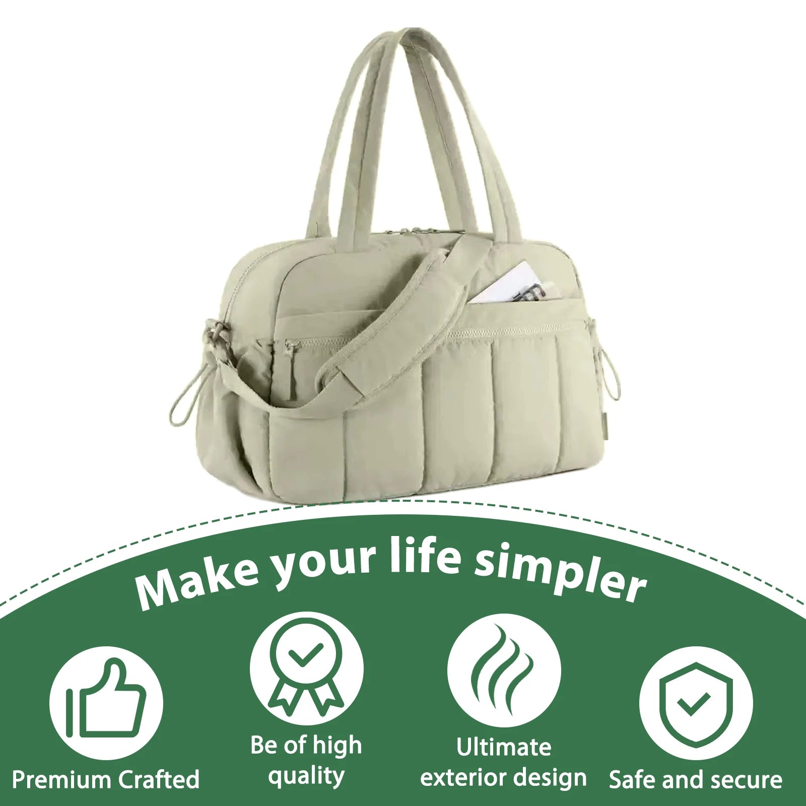 Travel Gym Bag Large Capacity with Separate Compartment Design for Short Trips Sports Outdoor Activities Peaceful Pleasures Health and Wellness