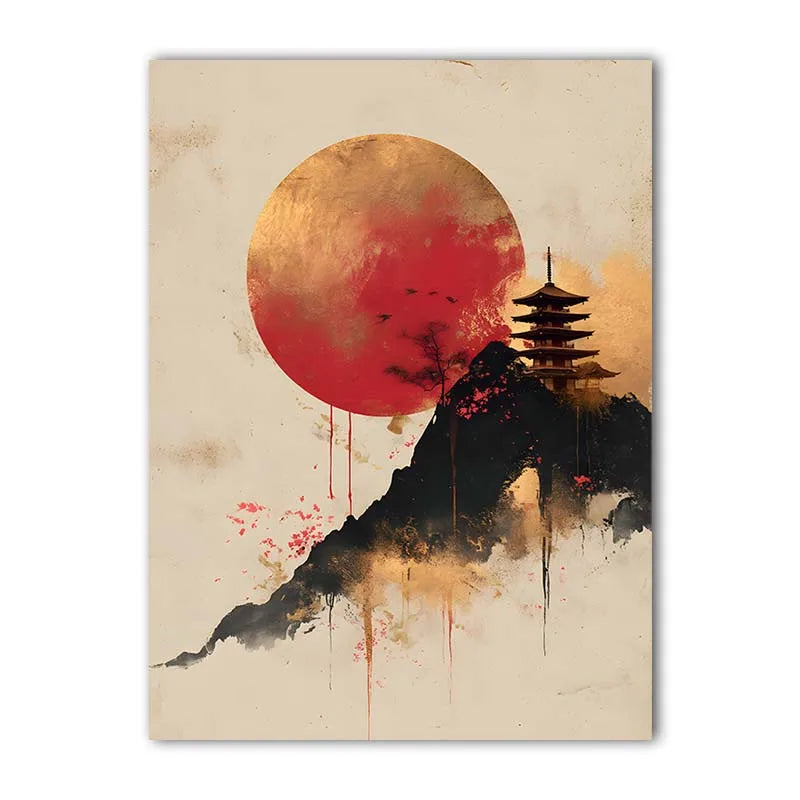 Abstract Wall Art Japanese Landscape Canvas Painting Modern Style Poster Prints Living Room Wall Decor Peaceful Pleasures Health and Wellness 04 40x60cm No Frame China Mainland