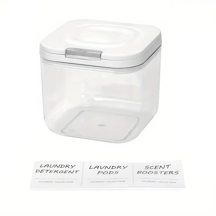 Laundry Pods Container with Press-and-Pop Lid – Detergent Powder Jar & Laundry Room Organizer