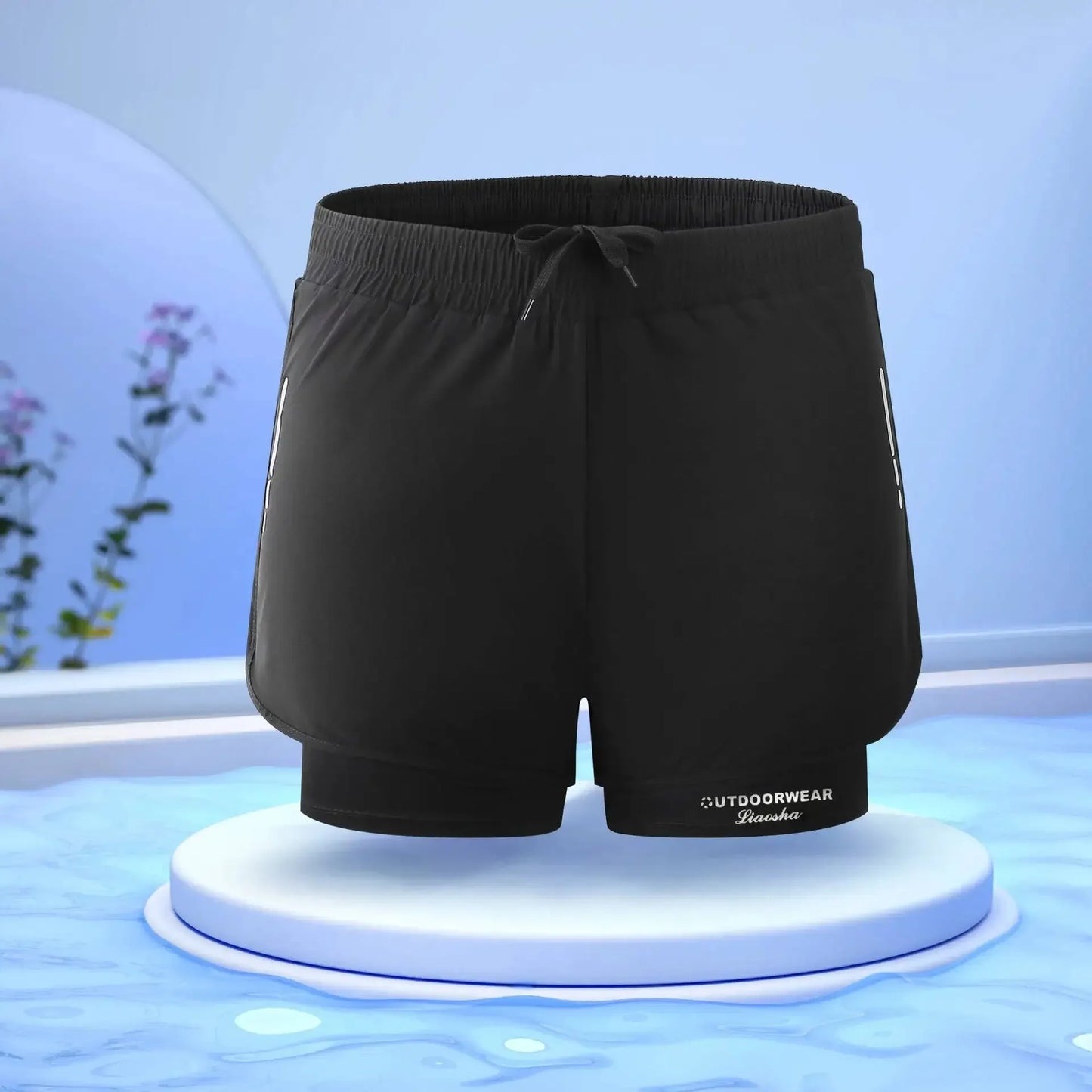 Men's Swim Trunks Quick Dry Athletic Shorts with Compression Liner for Beach Pool Running Gym Peaceful Pleasures Health and Wellness Black 3XL 1pc