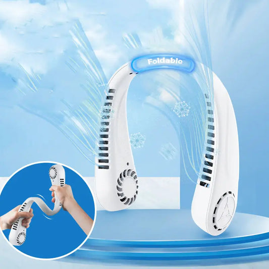 New 5-Speed Digital Display Leafless Neck Fan Portable USB Rechargeable Wearable Cooler for Students Outdoor Sports Peaceful Pleasures Health and Wellness