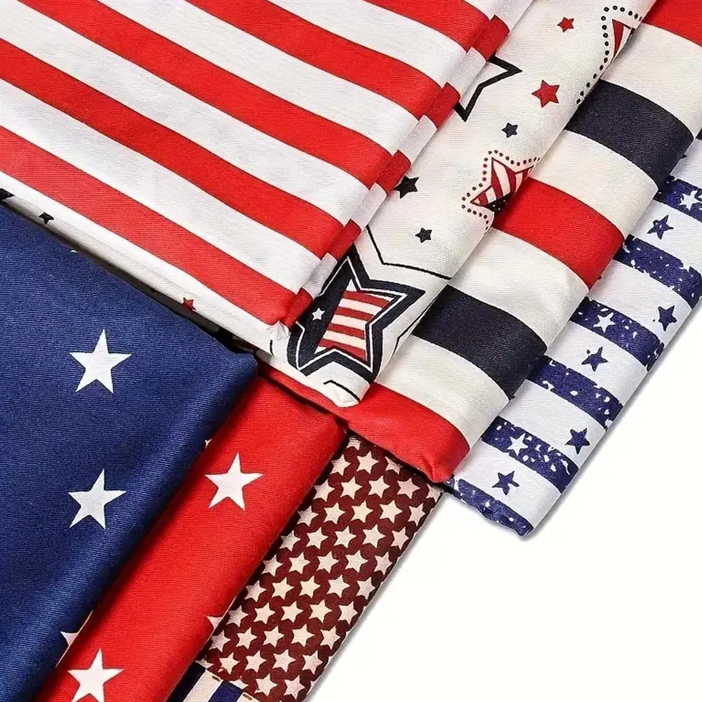 7-Piece Patriotic American Flag Fabric Set – DIY Sewing Crafts