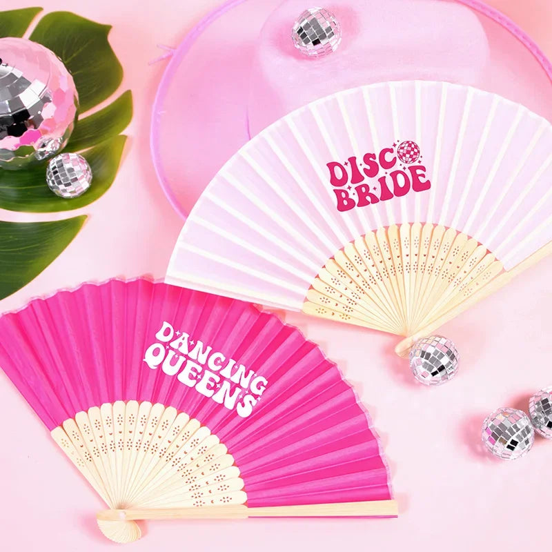Disco Bride Dancing Queen Hand Fan | Bachelorette Party Gift Bachelorette Party Fan Peaceful Pleasures Health and Wellness