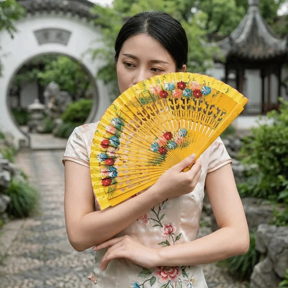 Hand-Painted Chinese Folding Fan | Decorative Antique Style
