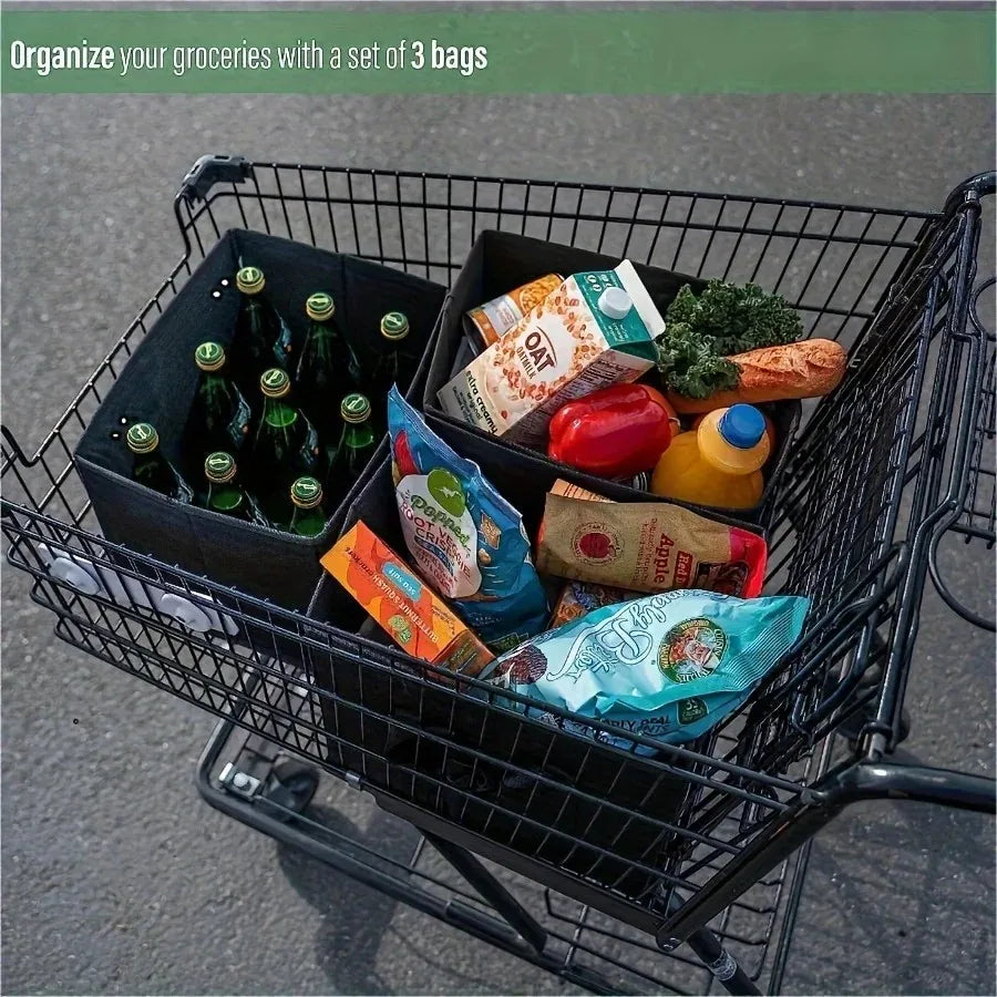 Reusable Grocery Bags, Shopping Bags for groceries, Utility Tote with Handles and Hard Bottom, Foldable Shopping Cart Organizer Peaceful Pleasures Health and Wellness