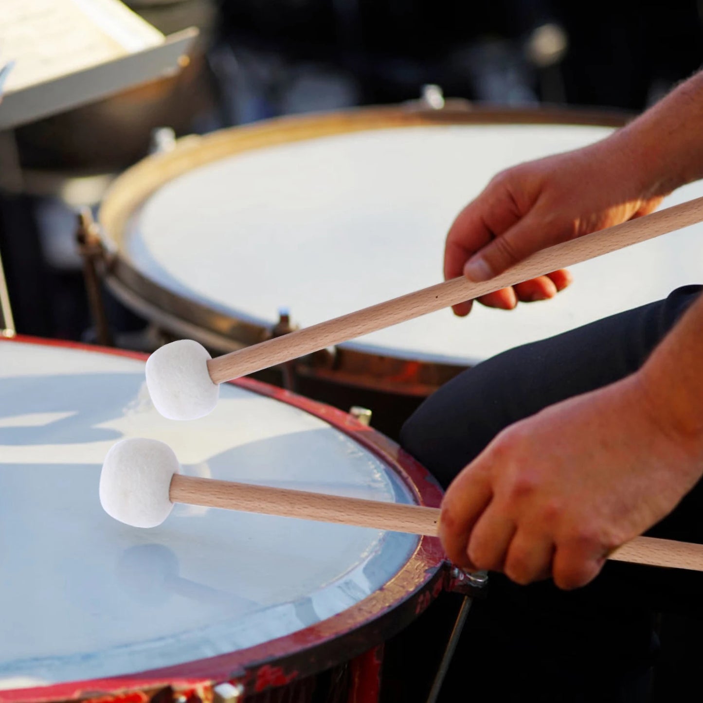 Drum Mallet Hammer White Felt Timpani Snare Musical Instrument