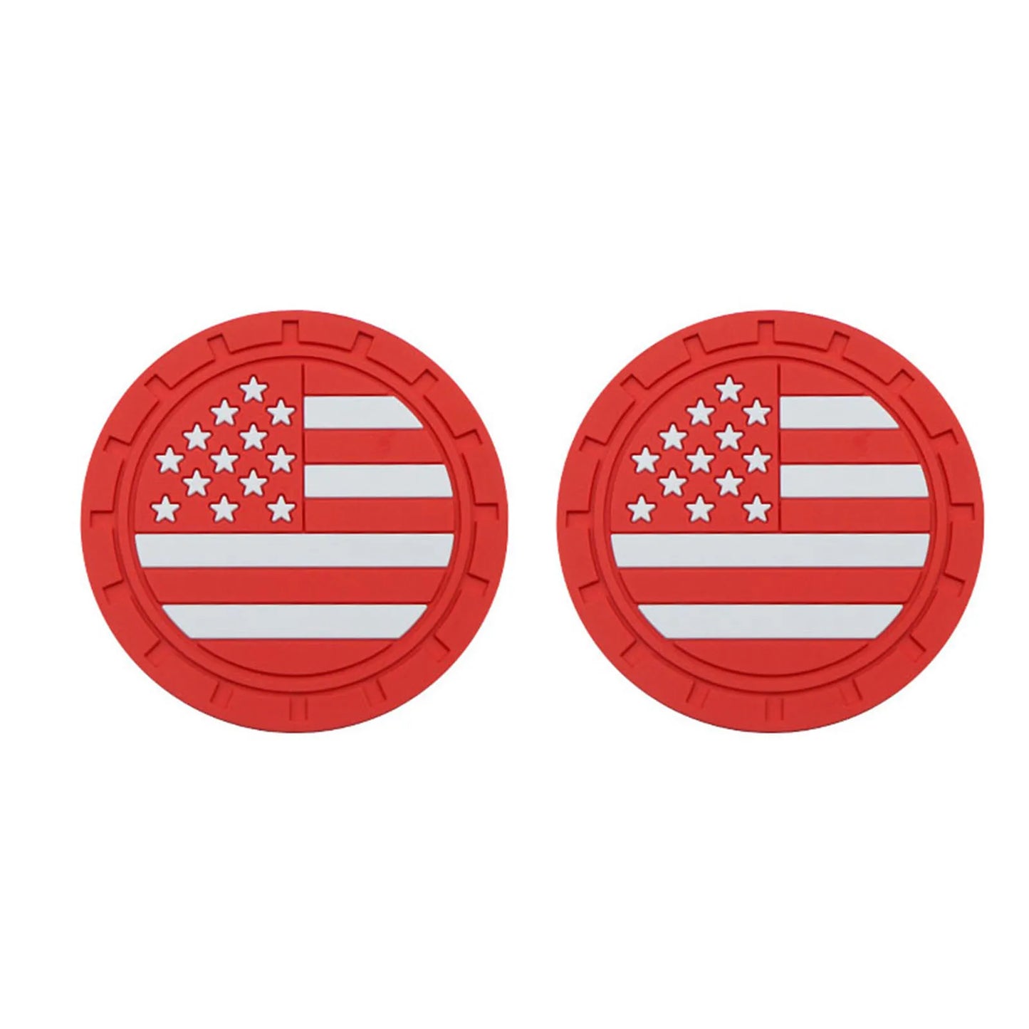 2pcs Anti Slip Shockproof Drink Mat with American Flag Pattern US Flag Insert Car Cup Coaster 2.75 Inch Car Interior Accessories Peaceful Pleasures Health and Wellness Red Silicone