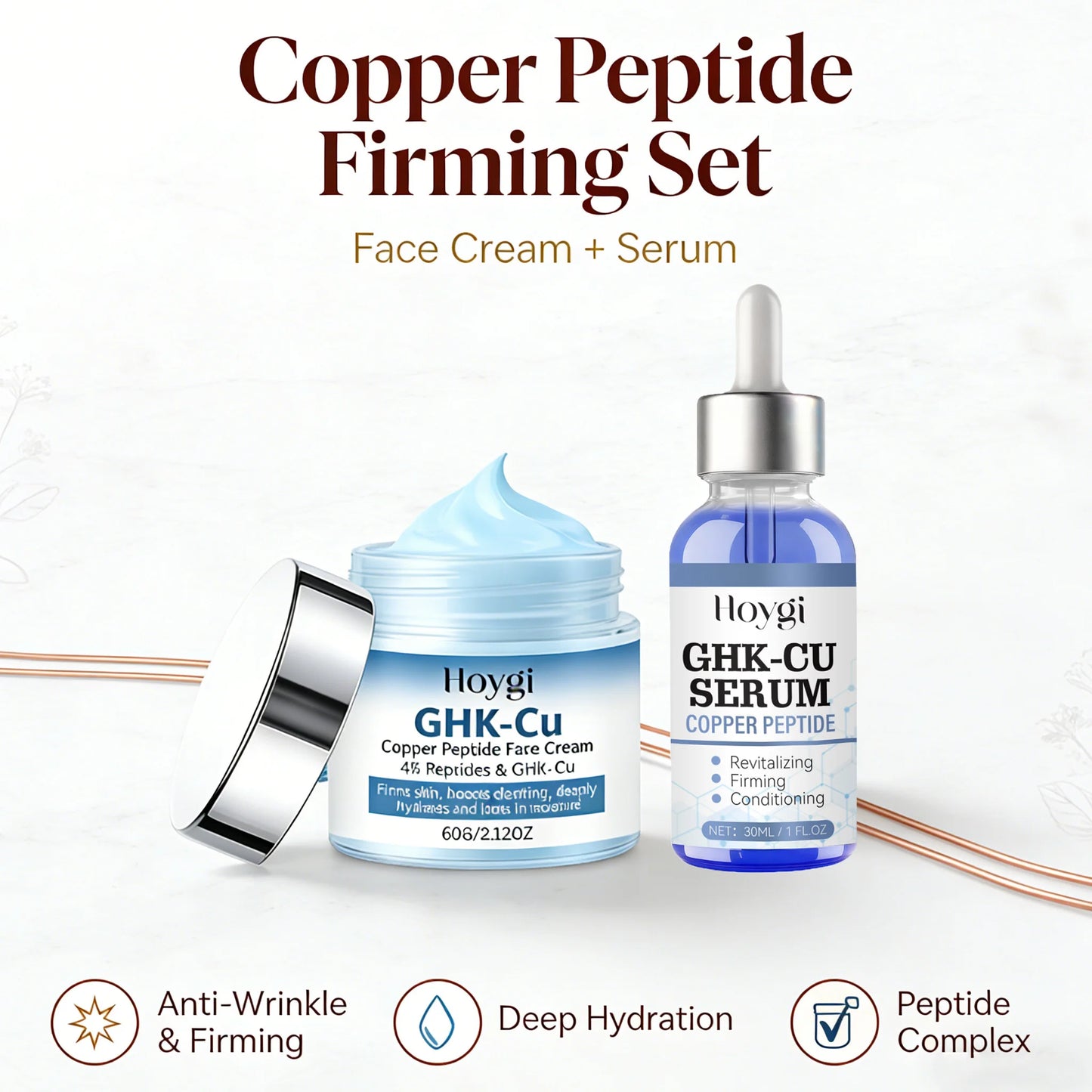 Copper Peptide Face Cream & Serum Set – Firming & Hydrating