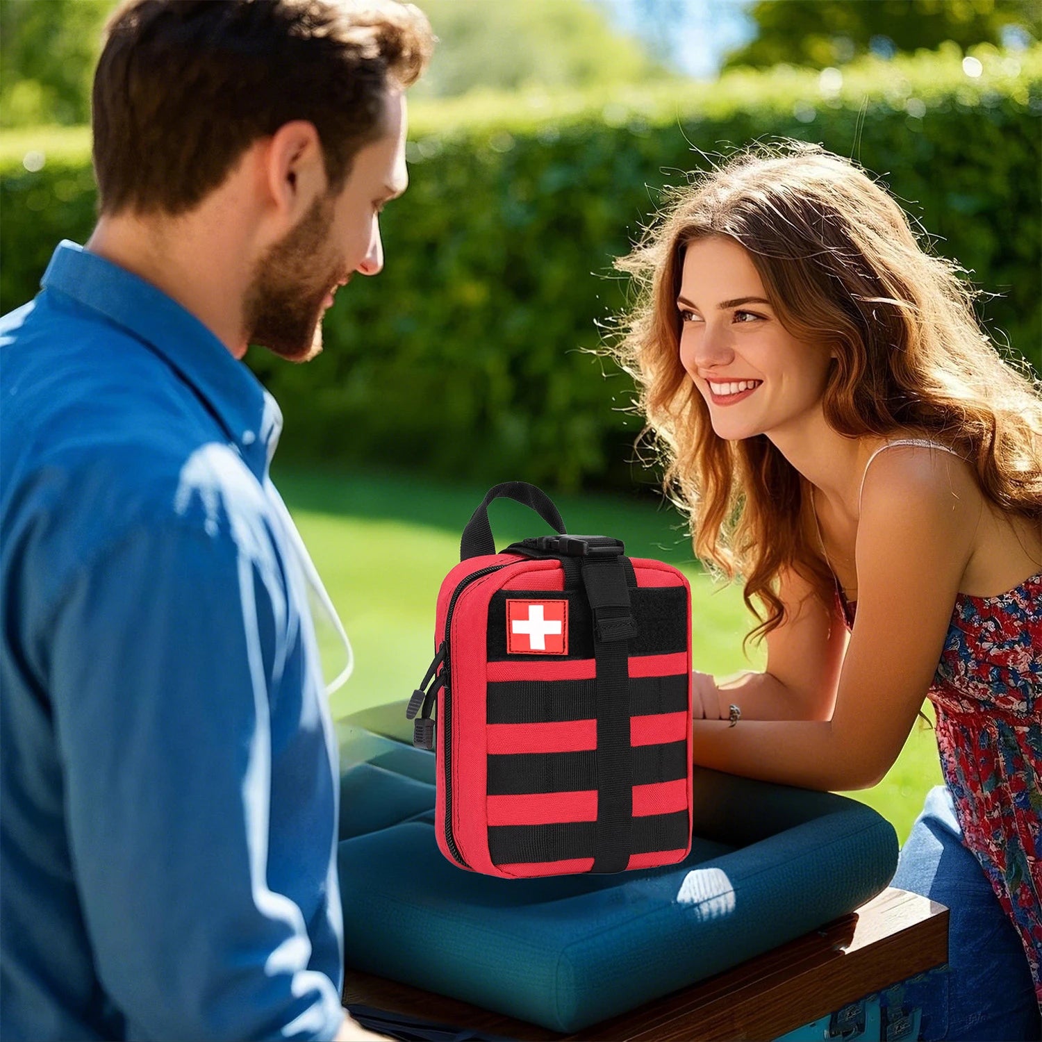 379pcs Home Office First Aid Kit Portable Emergency Bag, Red Survival Carry-On for Outdoor Activities, Camping, Hunting, Hiking Peaceful Pleasures Health and Wellness