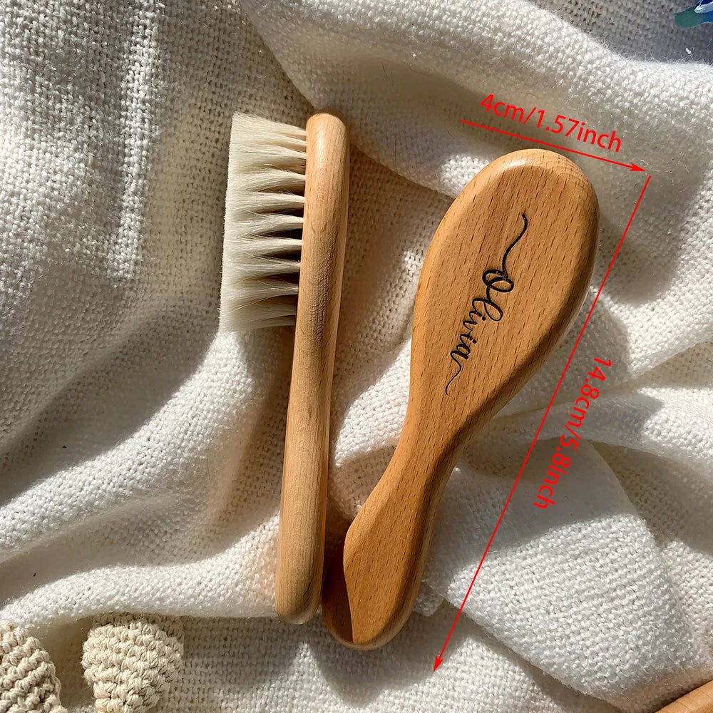 Personalized Engraved Wooden Baby Hairbrush | Newborn Gift