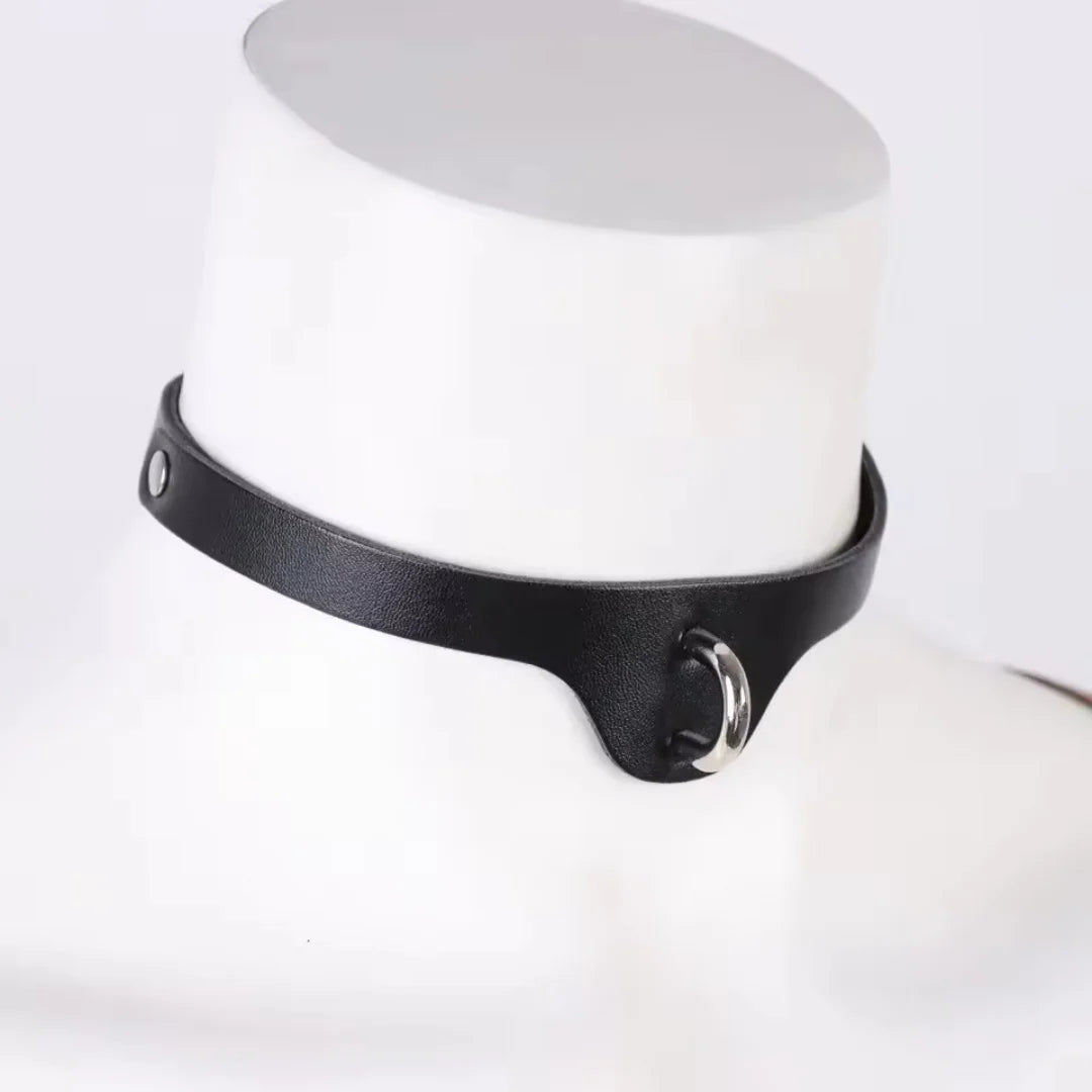 Sexy Harajuku PU Leather Collar Belt Pendant Necklaces Women Men Punk
