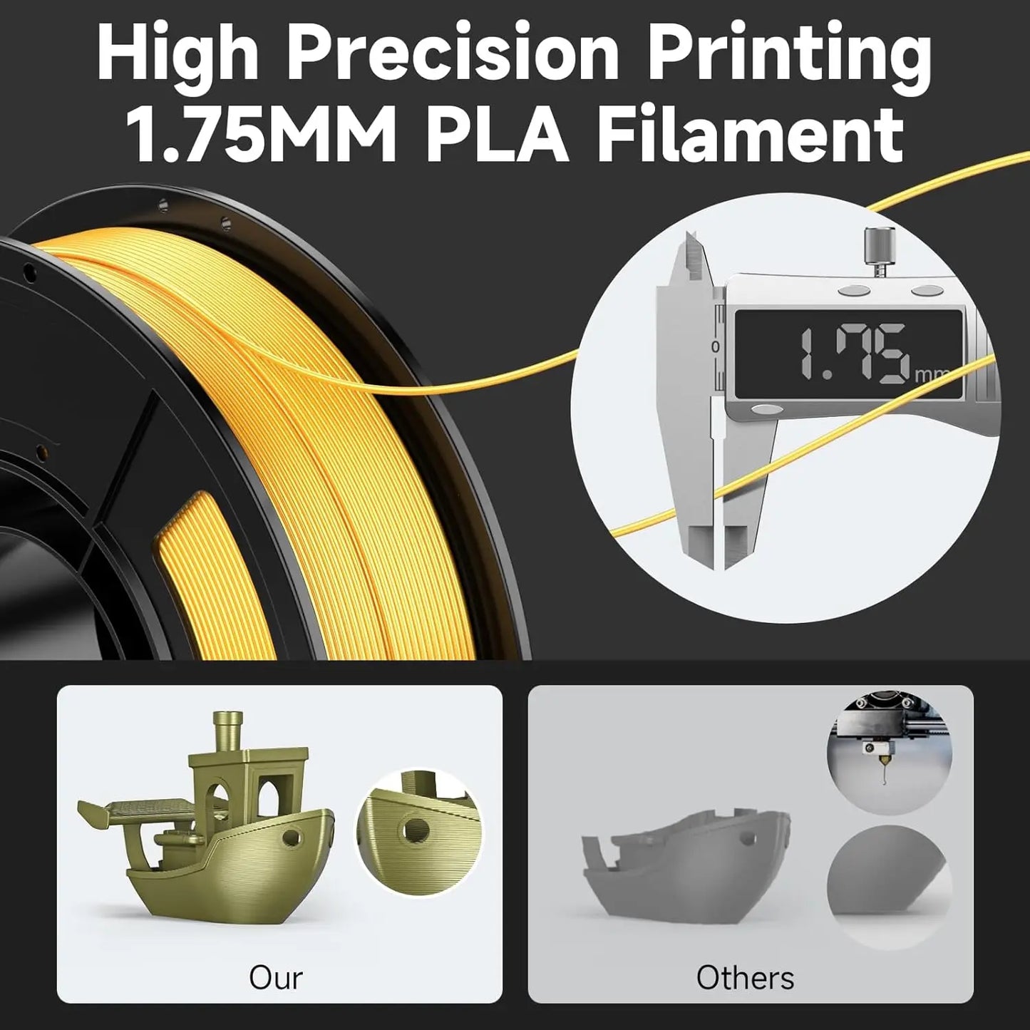 Silk PLA Filament 1.75mm 4-Pack | Copper Gold Silver Bronze 250g