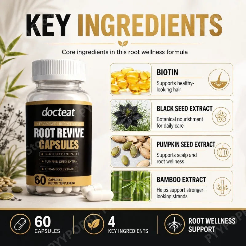 Root Revive Hair Capsules | Biotin, Black Seed & Bamboo – 60ct