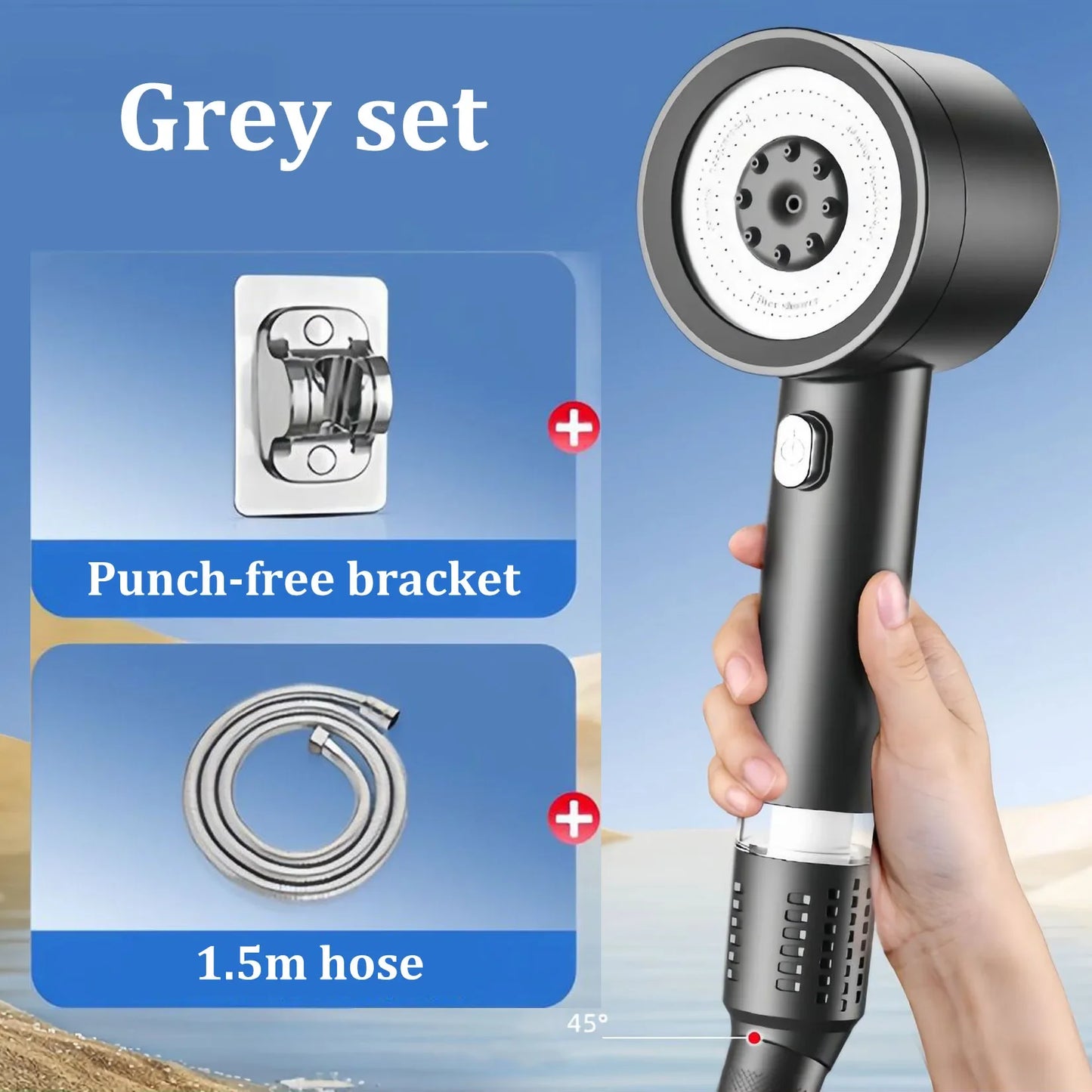 4-Mode Pressurized Filter Shower Head | Water Purification