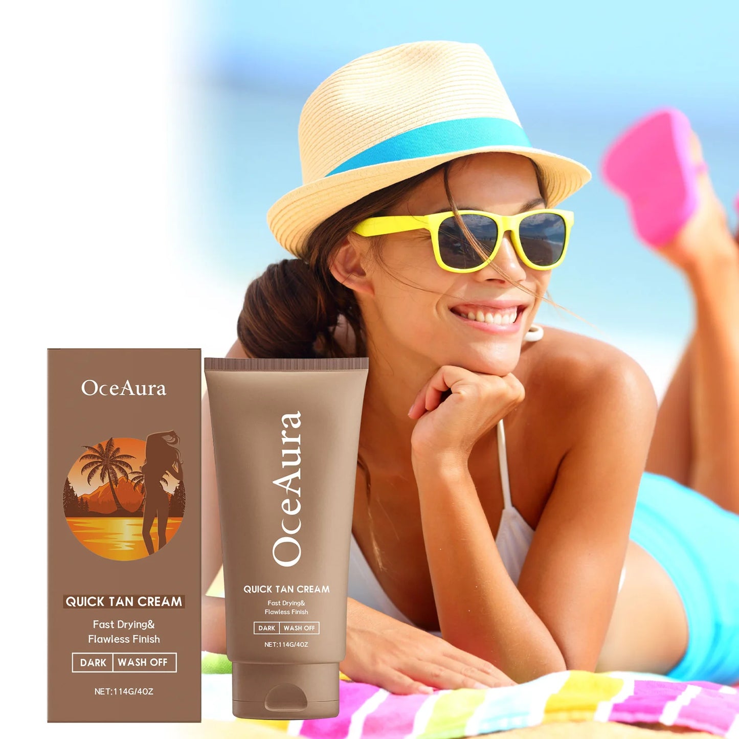 OceAura Sunless Self Tanning Cream | Castor & Jojoba Oil