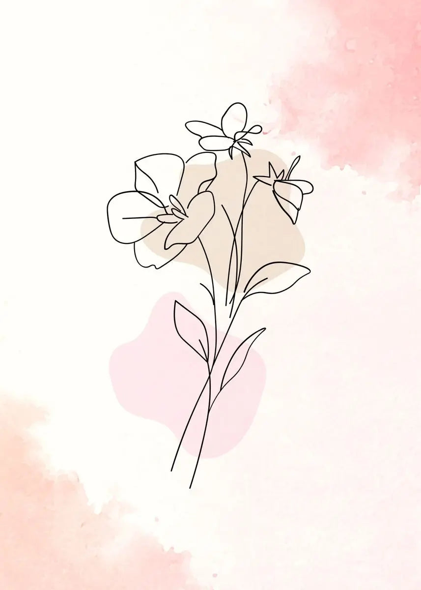 Modern Minimalist Flowers & Grass Canvas Wall Art | Unframed Print