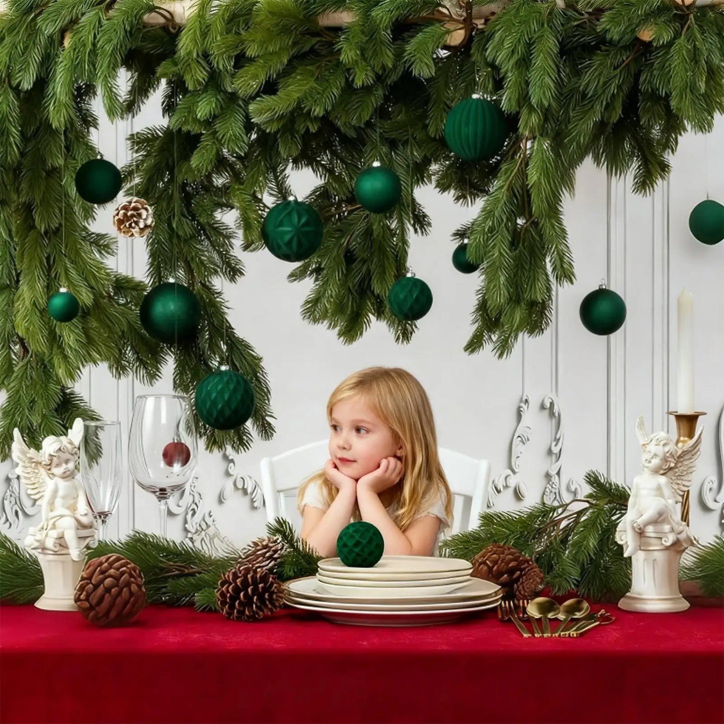 36-Piece Velvet Shatterproof Christmas Ball Ornaments Set