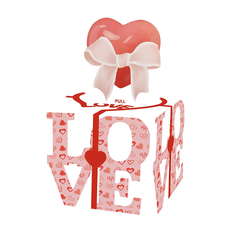 Valentine's Day Money Pull Box with Greeting Card | Pink & Red