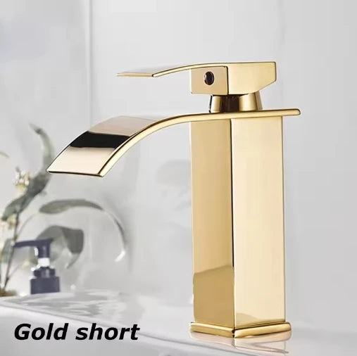Black Stainless Steel Waterfall Basin Faucet | Hot & Cold