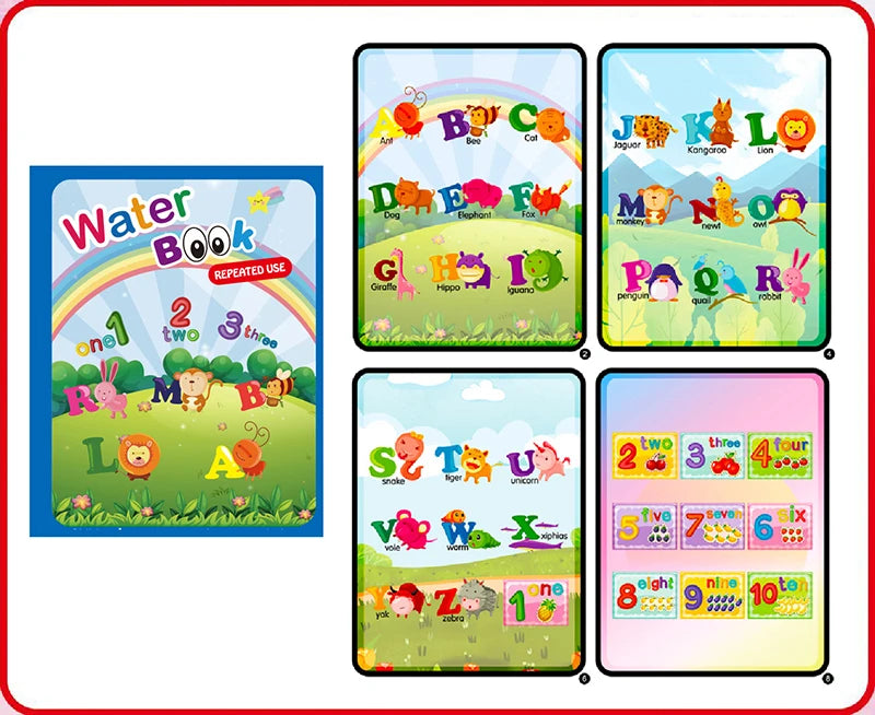 Water Drawing Books Educational Toy Kids Toddlers Reusable Graffiti