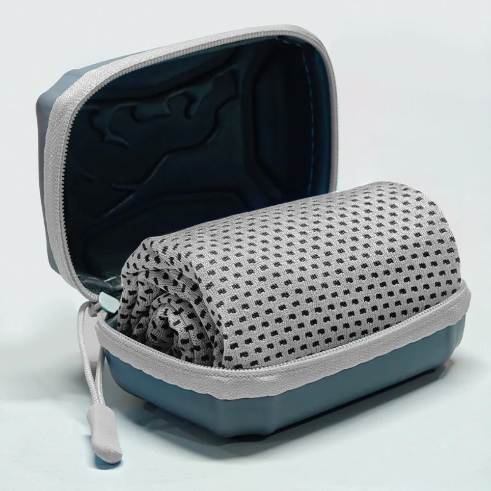 Portable Polyester Cooling Towel Microfiber EVA Case Quick Dry Towel Absorbent Ice Towel Outdoor Peaceful Pleasures Health and Wellness Grey