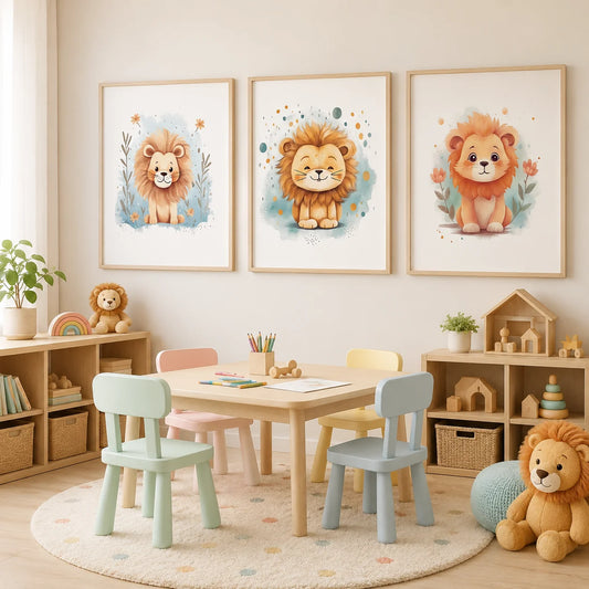 Nordic Lion Canvas Wall Art for Nursery & Kids Room | TAAWAA Canvas Wall Art Peaceful Pleasures Health and Wellness