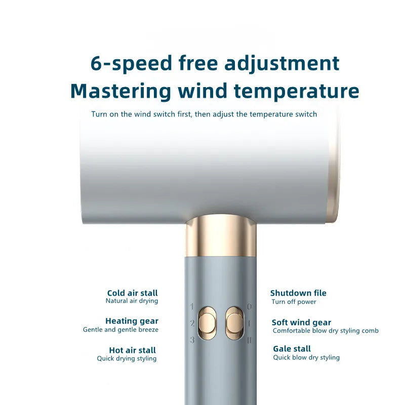2026 New High Speed Hair Dryer 2200W High Power Fast Drying Blue Light Negative Ion Temperature Control Silent Home Hair Dryer Peaceful Pleasures Health and Wellness